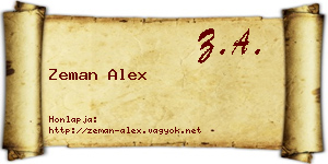 Zeman Alex névjegykártya